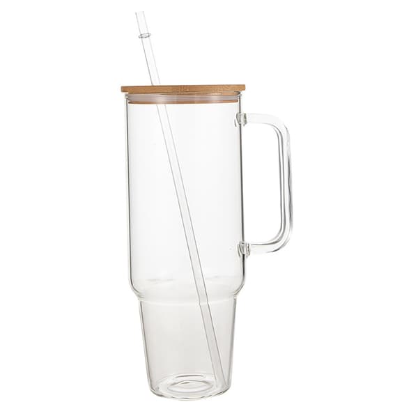 Sugrörsmugg i glas till bilen / termosmugg med sugrör / take aw