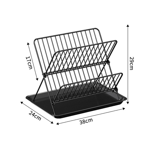 Diskställ 32 x 21 x 26,5 cm – svart metall med två våningar