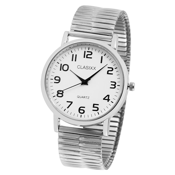 Clasixx Herrklocka med armband i rostfritt stål -  Silver/Vit