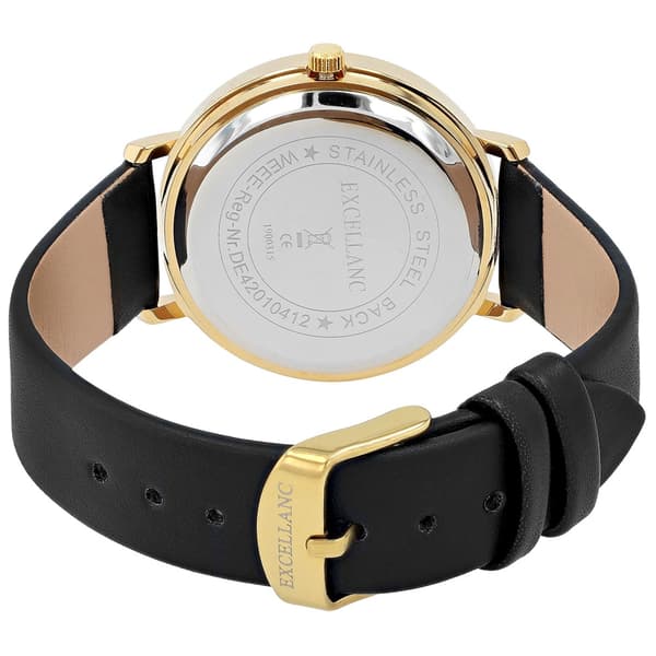 Excellanc Dameur med kunstlæderrem / Armbåndsur / Ur – Sort/guld