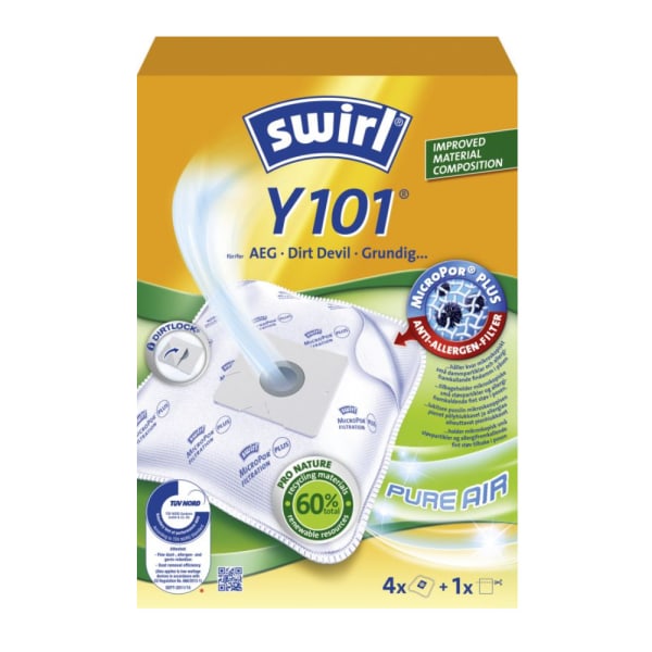 Swirl Y101 Dammsugarpåse 4-pack + filter 6766003