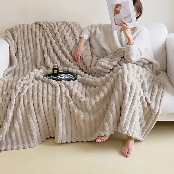 Gosig fleecetæppe 1,5x2m - Khaki