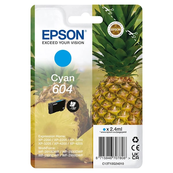 Epson 604 Blækpatron C13T10G24010 - Cyan