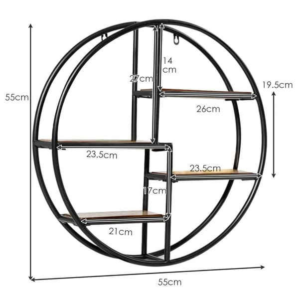 Rund Vägghylla 55cm Trä/Sort