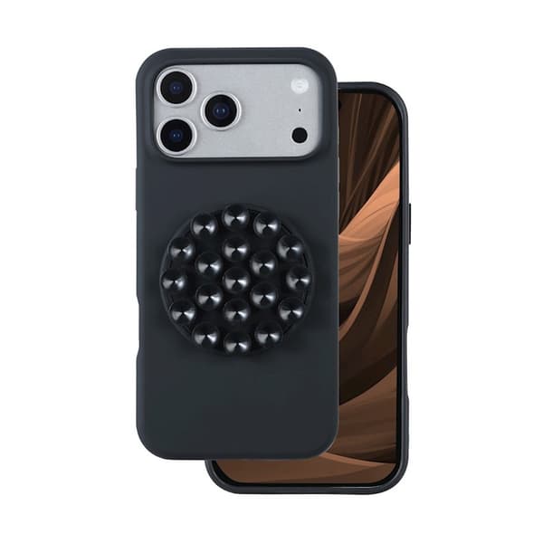 Stöttåligt iPhone 17 Pro bakskal med sugpropp / Silicone Stick