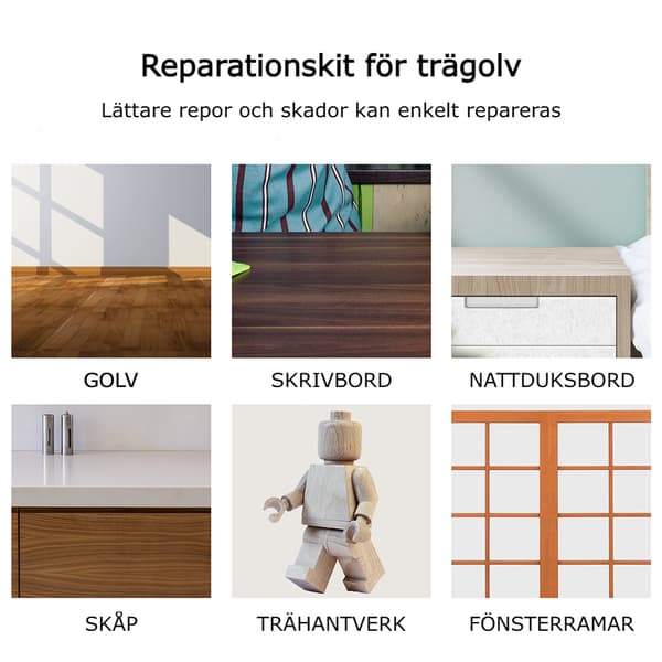 Reparationssæt til trægulve og møbler 16 dele