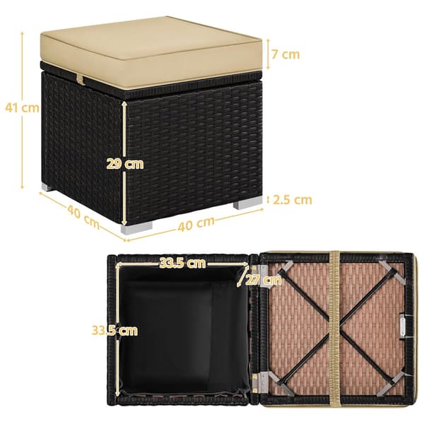 Pallar i konstrotting 2-pack 39 x 39 x 34 cm / bruna fotpallar