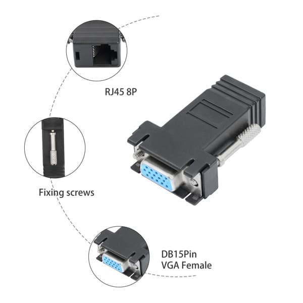 VGA-adapter Vga til netværksstik RJ45