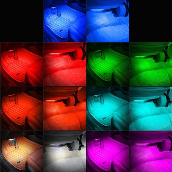 4-i-1 LED-belysning till Bilgolv (RGB Neon) - Ljud- & fjärrkont