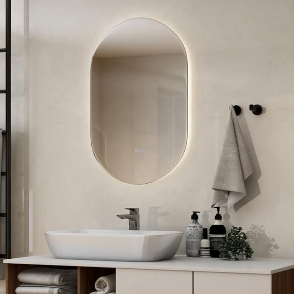 Oval spegel 80 × 50 cm med LED-belysning