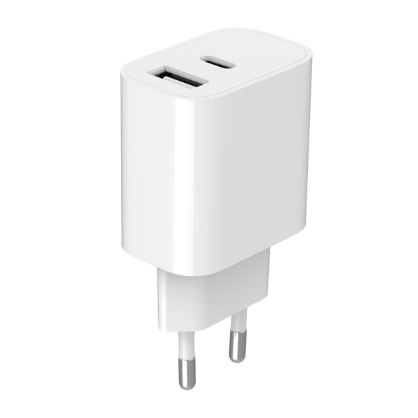 Vægoplader med USB og USB-C 5V 2,4A - Hvid