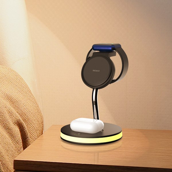 3-i-1 magnetisk trådløs opladningsstander 18W til dit iPhone, A