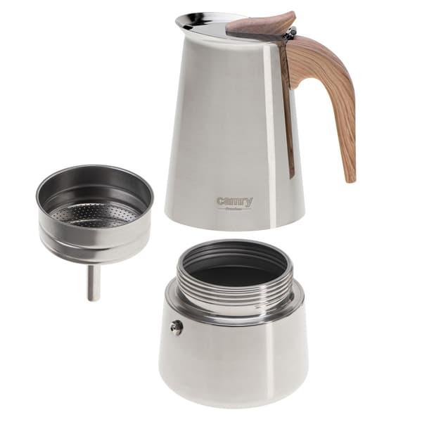 Espressokande i rustfrit stål med træhåndtag – 450 ml