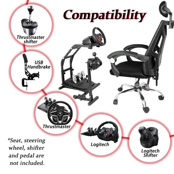 Racerstand til rat og pedaler – kompatibel med Thrustmaster og