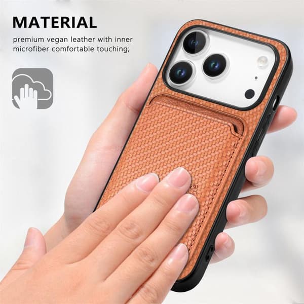 Bagcover med magnetisk kortholder til iPhone 17 Pro - Brun