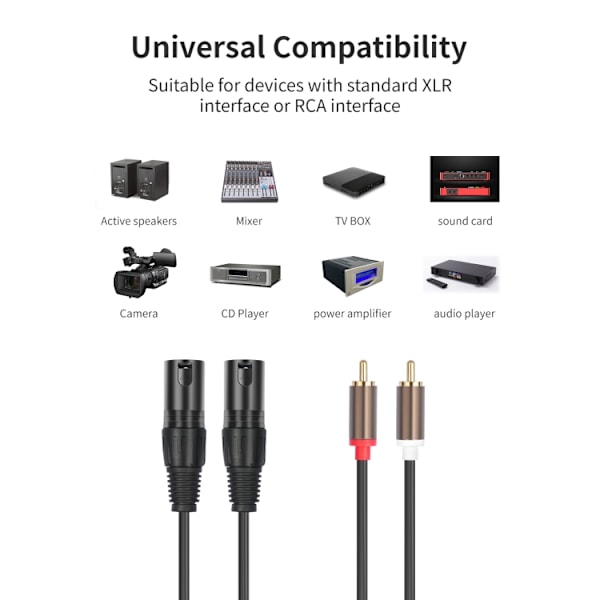 Ljudkabel 2 RCA hane till 2 XLR hane 1,5m