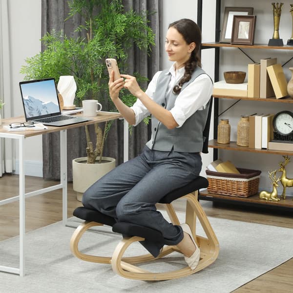 Ergonomisk knæstol med ryglæn og gyngefunktion - kontorstol / b