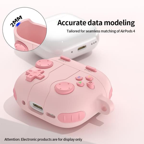Silikonecover i game controller-design til AirPods 4 – Pink