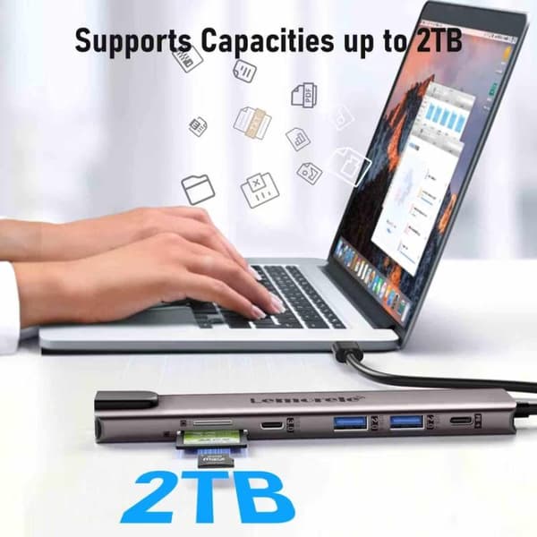 Lemorele TC65L -telakointiasema, USB-C, HDMI 4K, Gigabit Ethern