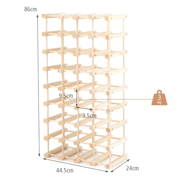 Puinen viiniteline 36 pullolle
