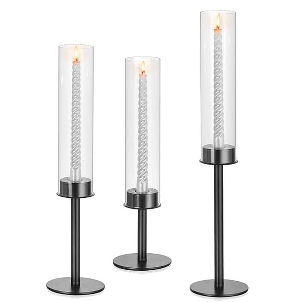 Ljusstakehållare 3-pack i järn och glas