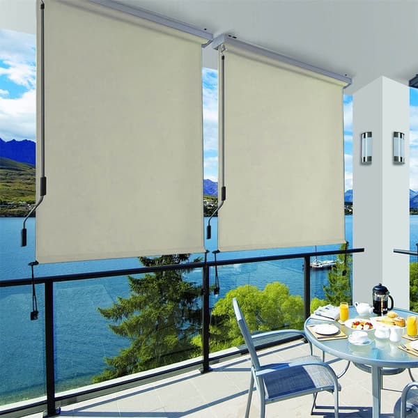 Vertikal markis 1,4 x 2,5 m / beige kassettmarkis med vev / sol