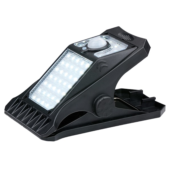 LED-lys med klemme og solcelleopladning