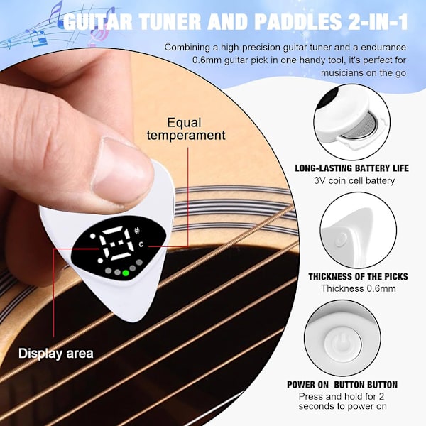 2-i-1 stämapparat för gitarr och ukulele
