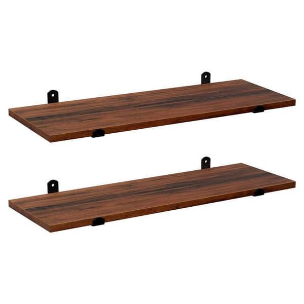 Vägghyllor i trä 60 cm 2-pack - rustik brun