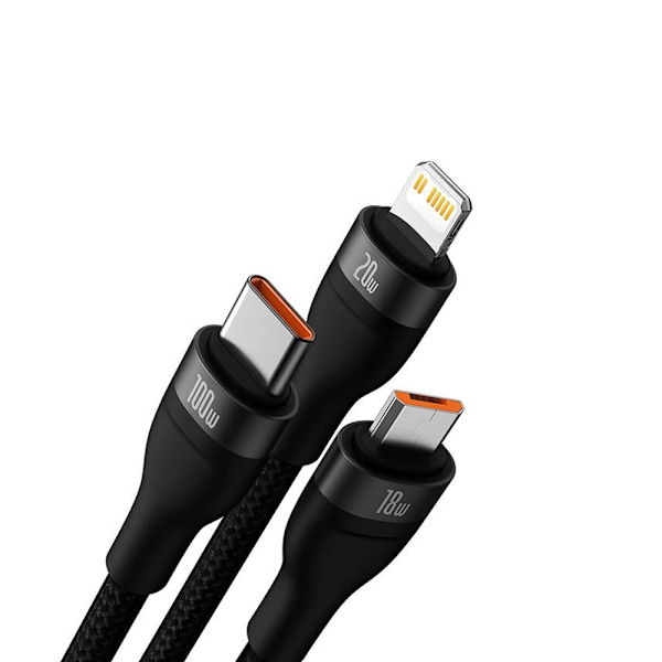 Baseus Flash Series 2 3-i-1 USB-kabel 100W med USB-C, mikro-USB