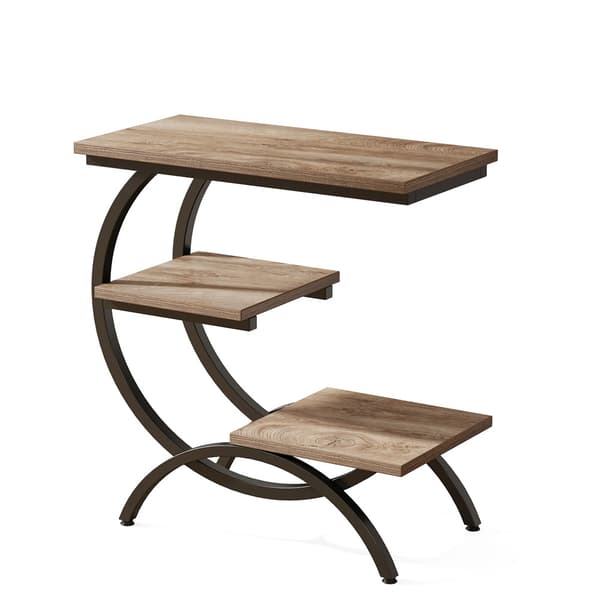 Industrielt sidebord med 3 hylder / C-formet sidebord til sofaen