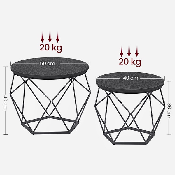 Sohvapöytä irrotettavalla kannella 2-pack - Svart/Svart