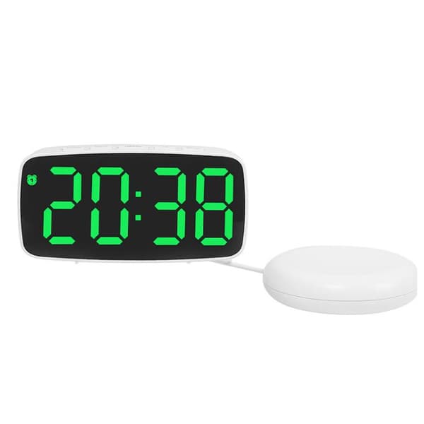 Digital väckarklocka med vibrationsplatta - Vit med Grön LED