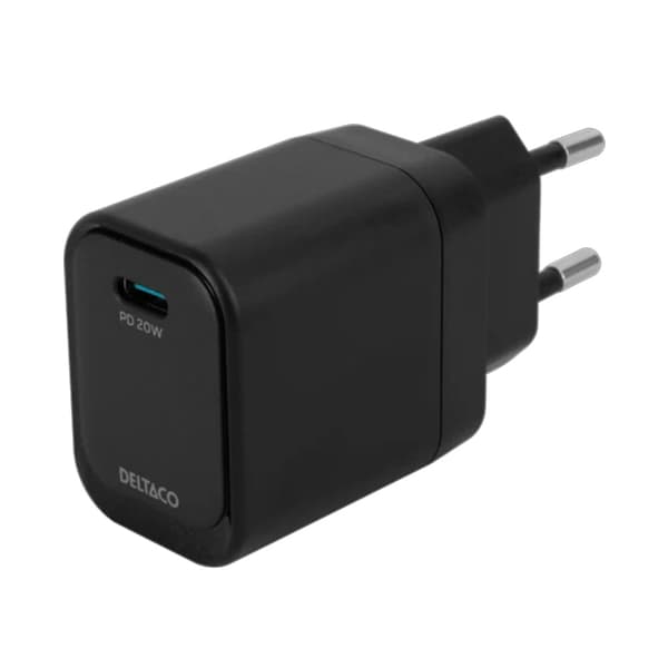 Deltaco USB-C-väggladdare 1 x USB-C PD 20 W / USB-C-laddare med