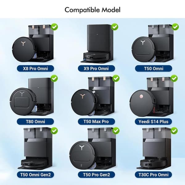 Pölypussit, 6 kpl:n pakkaus, Ecovacs Deebot X8, T50, T80, X9 Om
