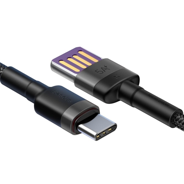 Baseus Cafule SuperCharge USB - USB-C -kaapeli 1 m - punottu mu