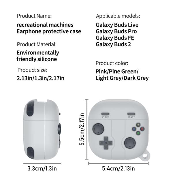 Silikonfodral i retrospel-stil för Samsung Galaxy Buds Live - L