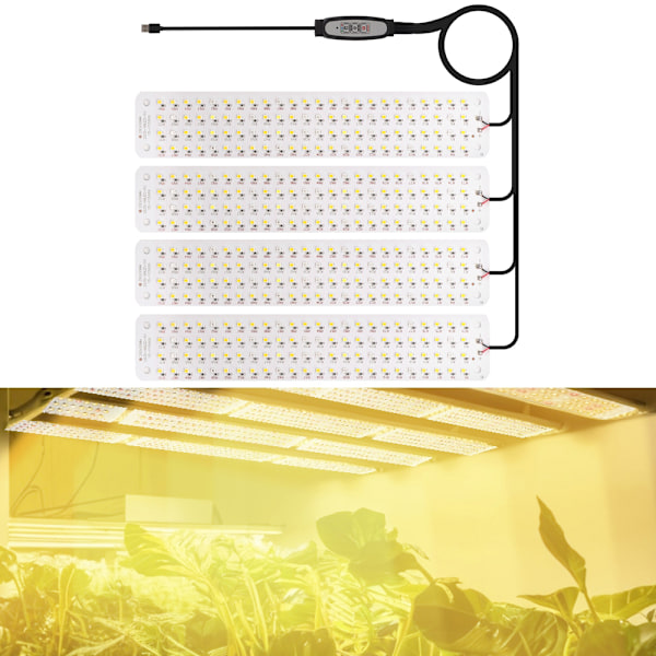 LED-kasvivalaisin, jossa on 4 paneelia ja 4-portainen himmennin
