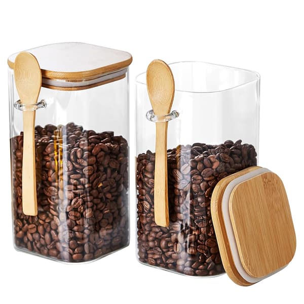 Förvaringsburk med lock och sked av bambu 1500 ml / glasburk me