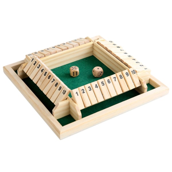 Shut The Box for 4 spillere - klassisk terningespil i træ for h