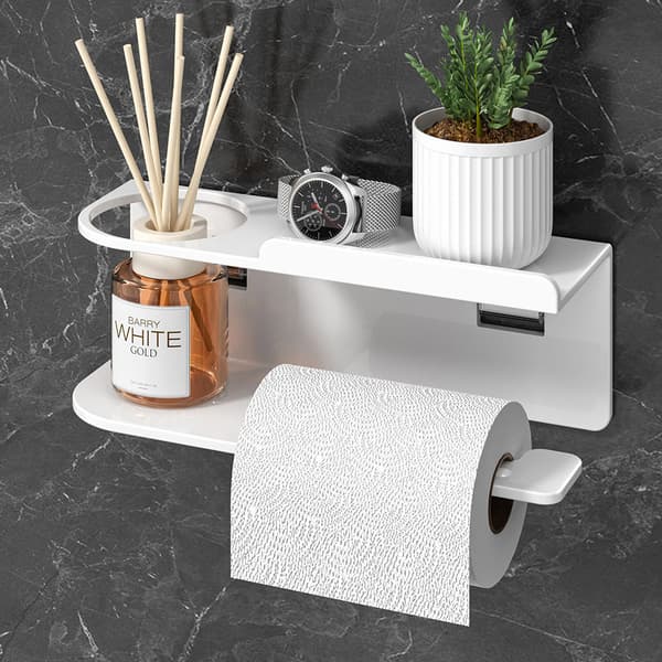 WC-paperirullan pidike hyllyllä - Valkoinen