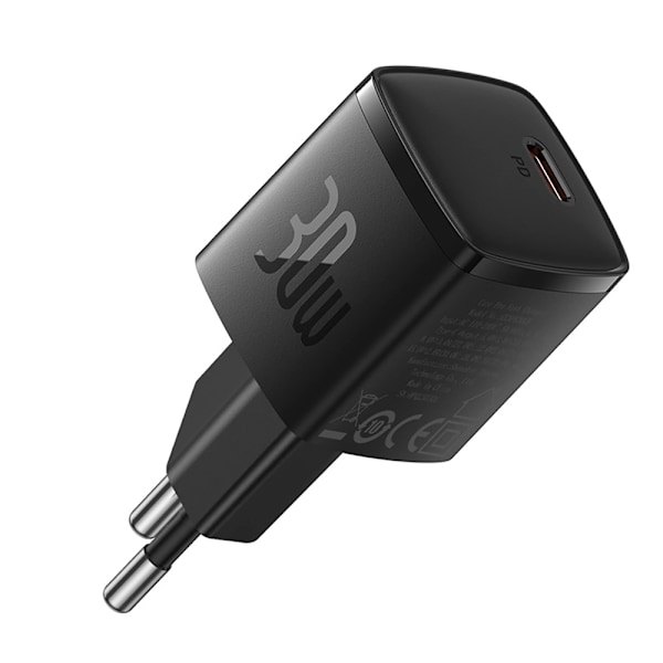 Baseus Cube Pro 30W USB-laddare med USB-C och GaN-teknik - Svart