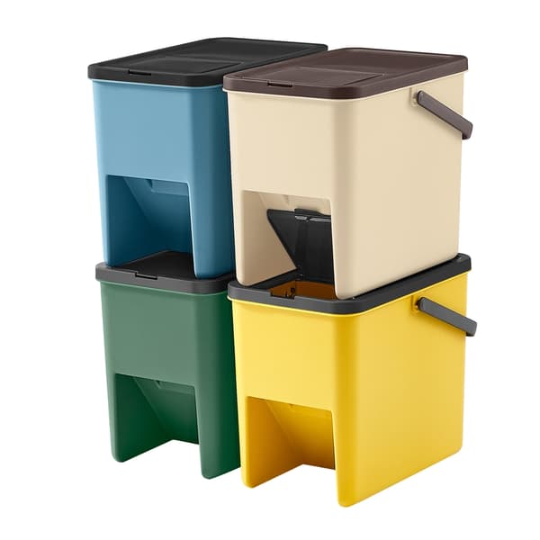 Stapelbara sorteringskärl 20L 4-pack - Grå/Ljusbrun