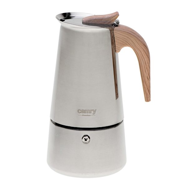 Espressokande i rustfrit stål med træhåndtag – 450 ml