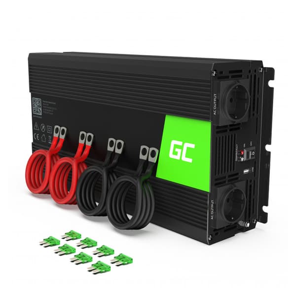 Green Cell INV11 invertteri 12 V–230 V 2000 W / 4000 W – puhdas