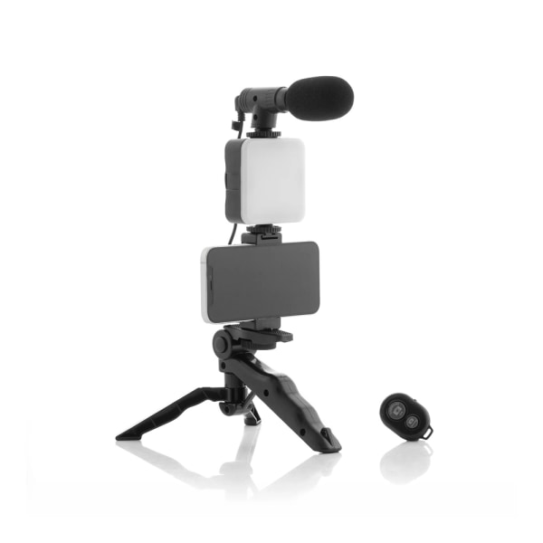Vloggingkit til mobiltelefonen med lys, mikrofon og fjernkontrol