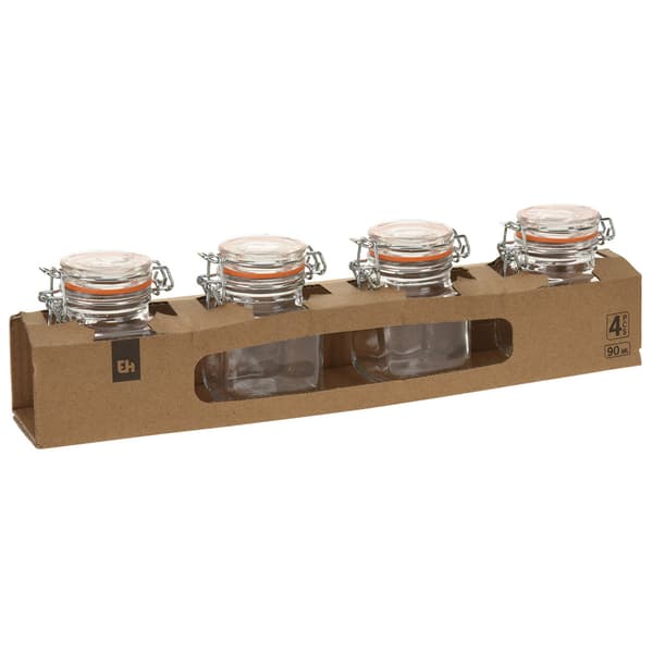 Förvaringsburkar i glas med bygellock 90ml 4-pack