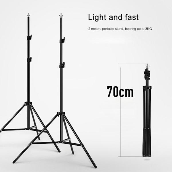 Fotostudiobaggrundsstativ 200x200 cm med justerbar højde