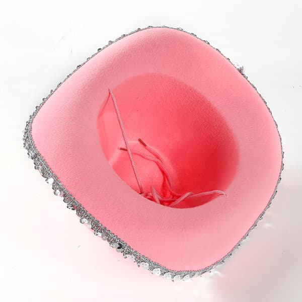 Lyserød cowboyhat med pailletter