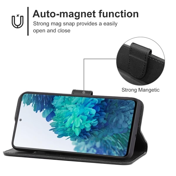 Keinonahkakotelo korttipaikoilla Samsung Galaxy S20 FE - Musta